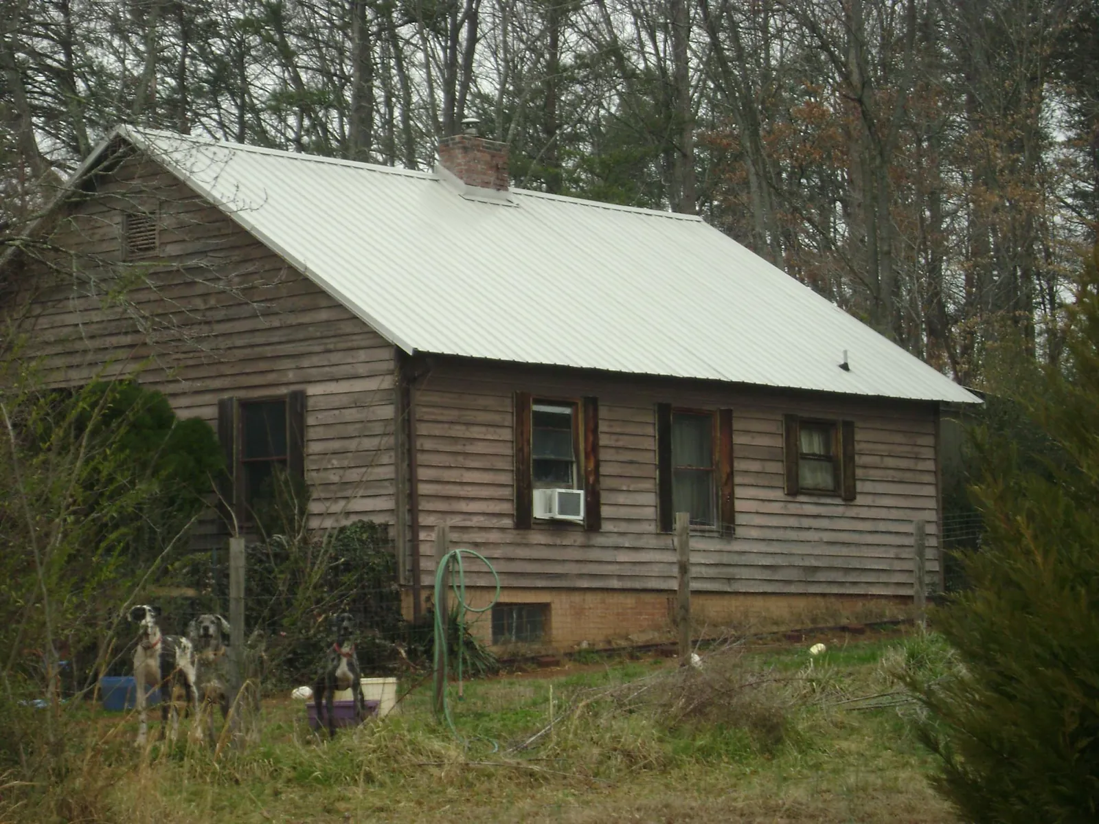 White metal roof on an old wood sided farmhouse in Franklin
